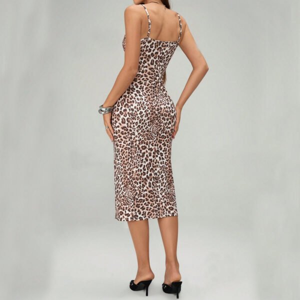 فستان صيفي مطبوع بحمالات وفتحة جانبية، فستان طويل أنيق برباط أمامي للنساء