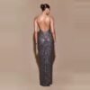 فستان ذو حمالات فرنسية مرصع بأحجار الراين بتصميم ديو تمبرانت
