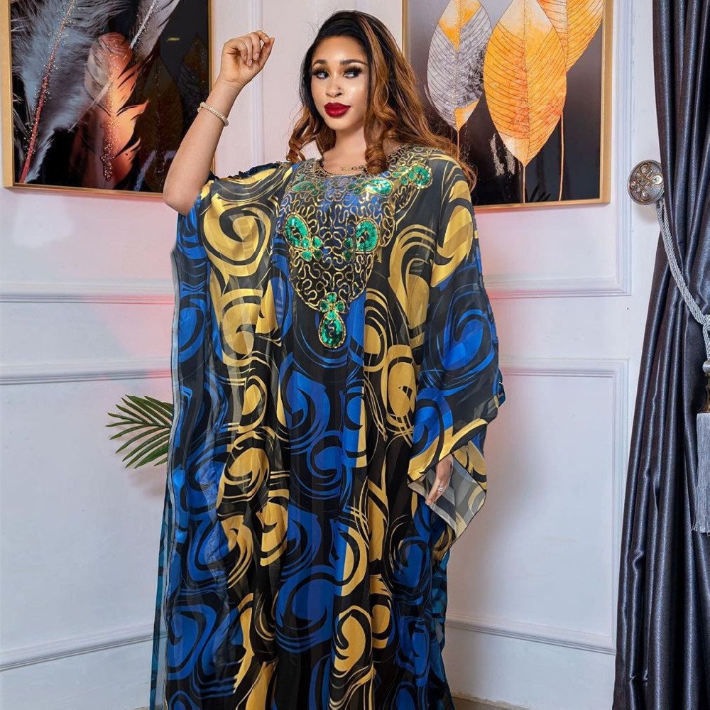 فستان روب مطبوع أنيق للنساء