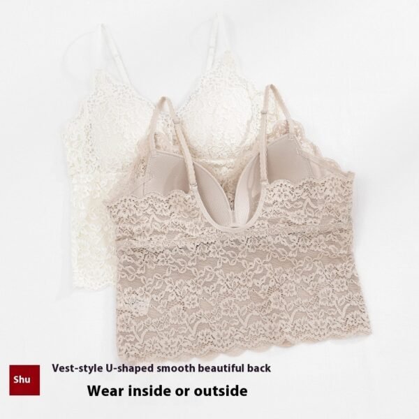 حمالة صدر بدون ظهر بسلك داعم، ملابس داخلية نسائية من الدانتيل الفرنسي