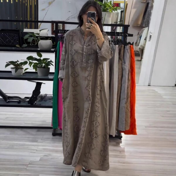 فستان أنيق بأكمام طويلة بتصميم خياطة عصري للنساء