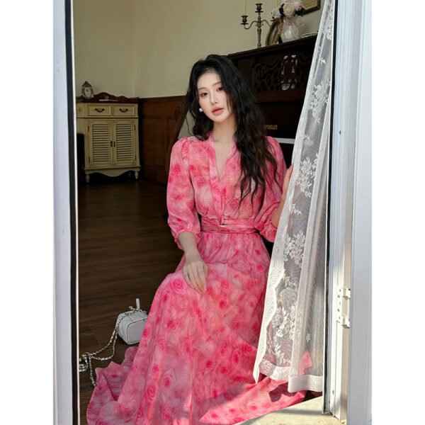 فستان سهرة نسائي أنيق بخصر عالٍ