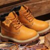 أحذية جلدية صفراء صغيرة، أحذية مارتن للأطفال بمقاس كبير